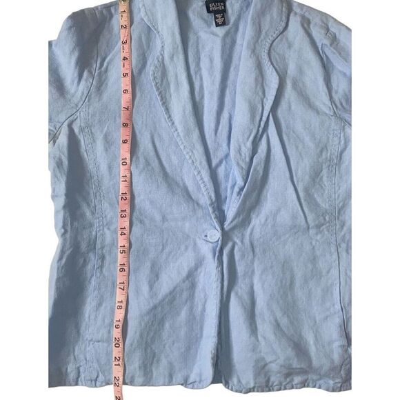 Eileen Fisher Blazer 100% Linen Blue Size Medium - Picture 5 of 7